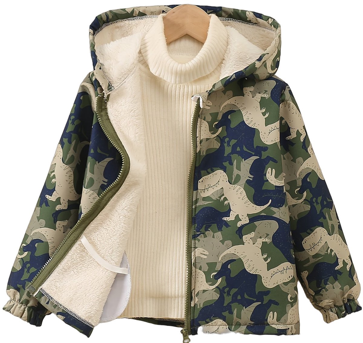Currero Winterjas Parka Jongens Lange Jas Wintermantel Overjas Gewatteerd Waterdicht Winter Stijlvol Mantel Kinderen 7-8 Jaar Camouflage Dinosaurus