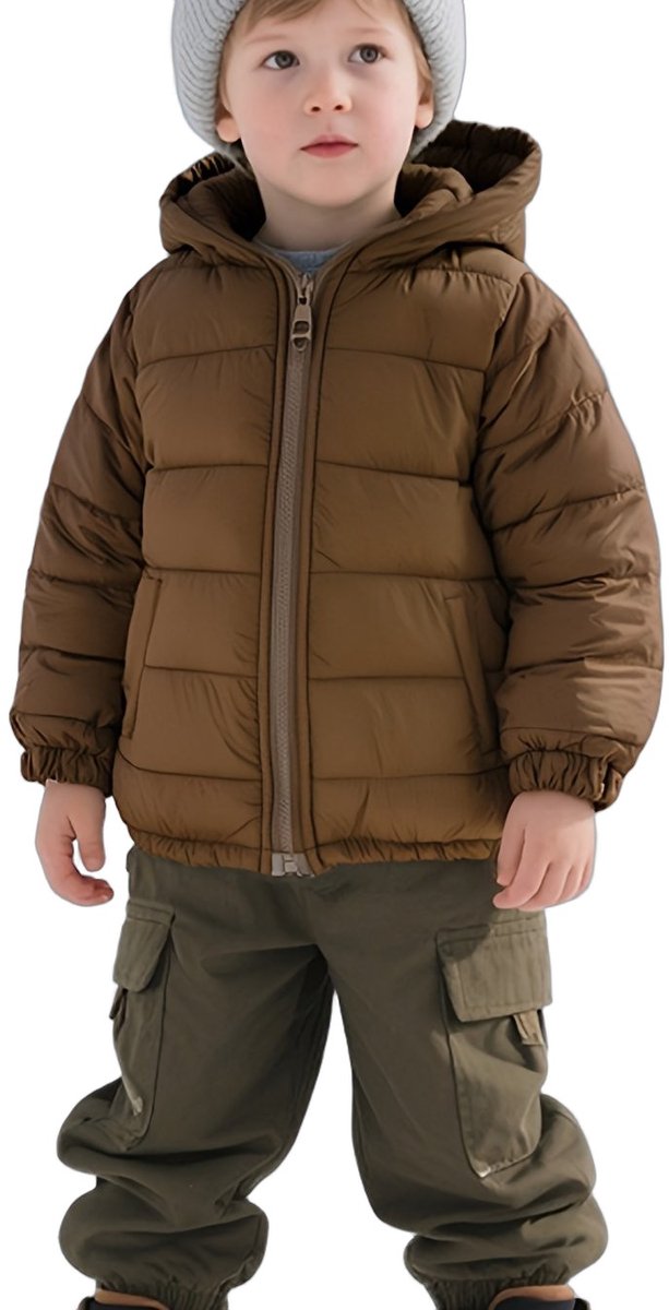 Currero Winterjas Parka Jongens Lange Jas Wintermantel Overjas Gewatteerd Waterdicht Winter Stijlvol Mantel Kinderen Donkerbruin 5-6 Jaar