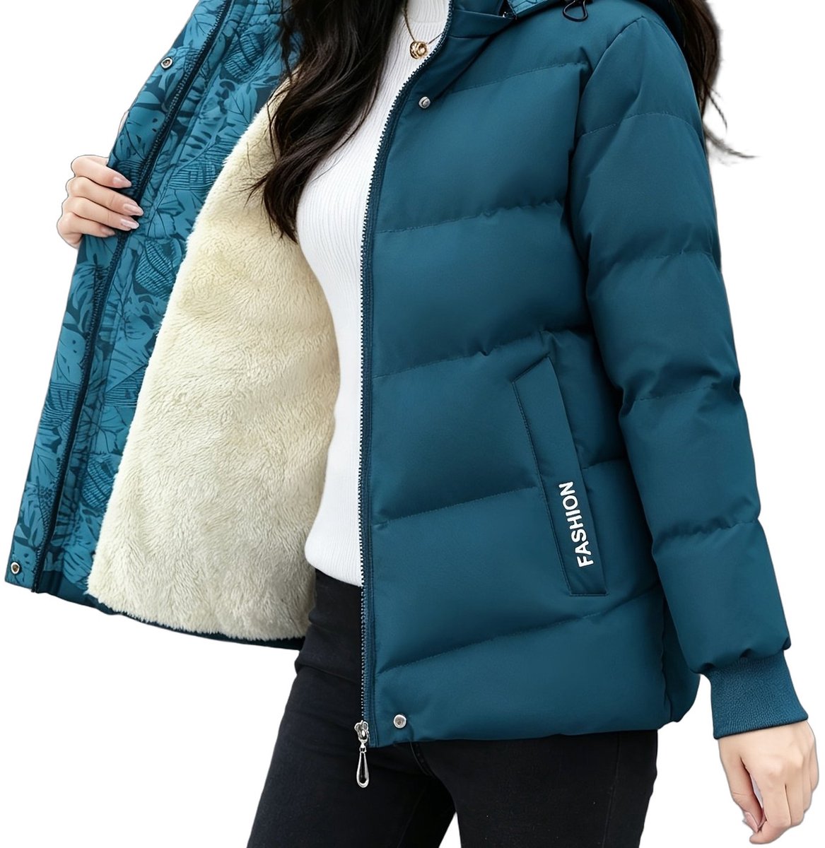 Currero Winterjas Parka Dames Lange Jas Dames Wintermantel Overjas Gewatteerd Waterdicht Winter Stijlvol Mantel Vrouwen Volwassen Pauw Blauw
