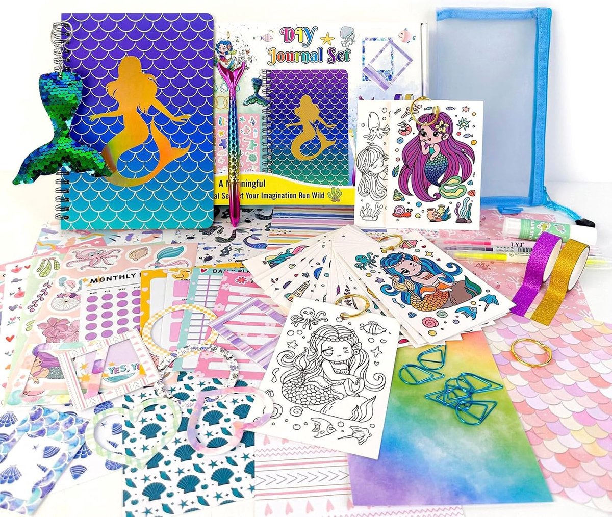 Creatieve DIY Journal Kit voor Scrapbooking, Persoonlijke Dagboekbenodigdheden voor Kinderen, Trendy Cadeau voor Meisjes van 8-14 Jaar, Perfect voor Verjaardagen en Creatieve Projecten
