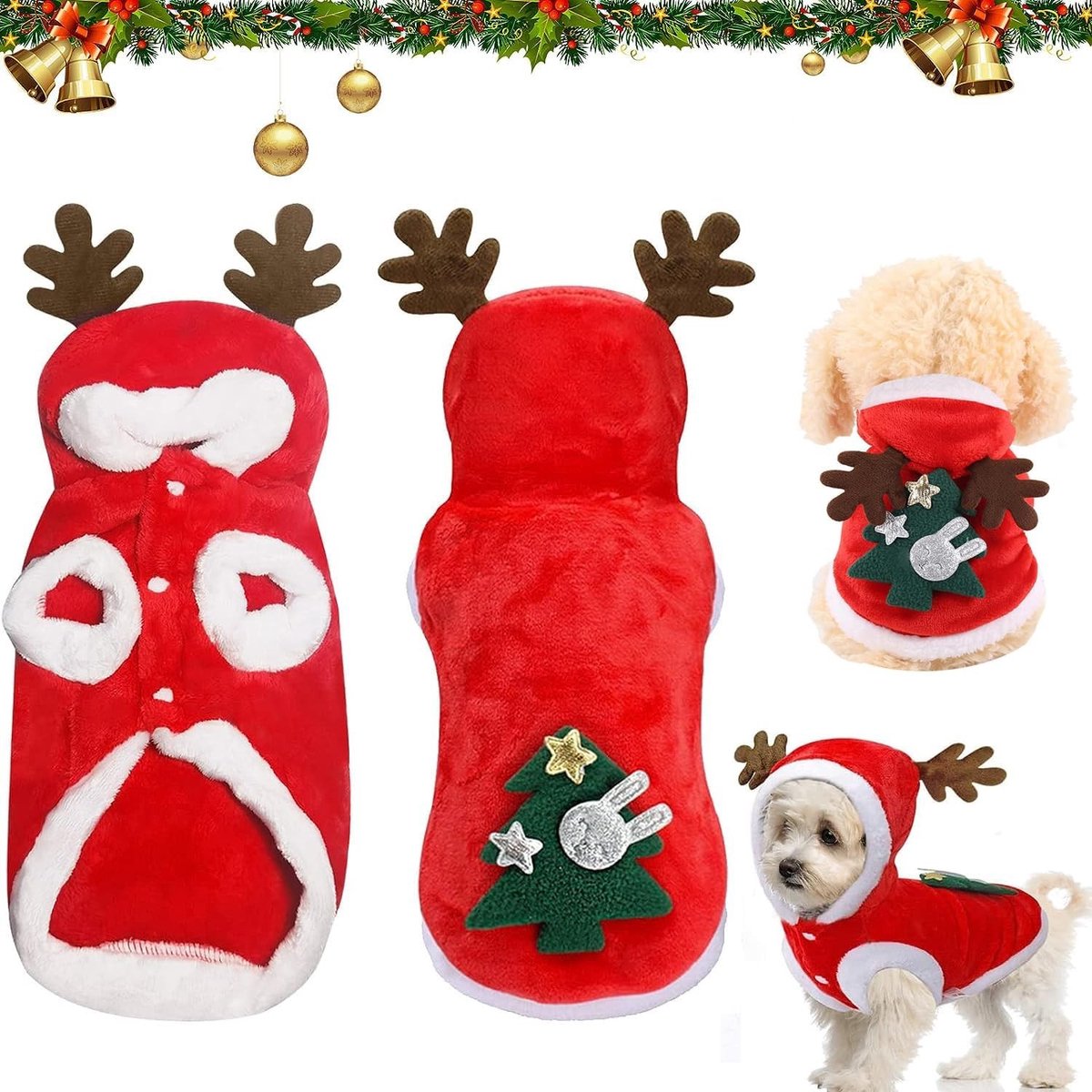 Kerstkleding voor Huisdieren, Kostuum voor Honden en Katten, Warme Hoodies en Jassen voor Schnauzers, Teddy Poedels en Chihuahuas