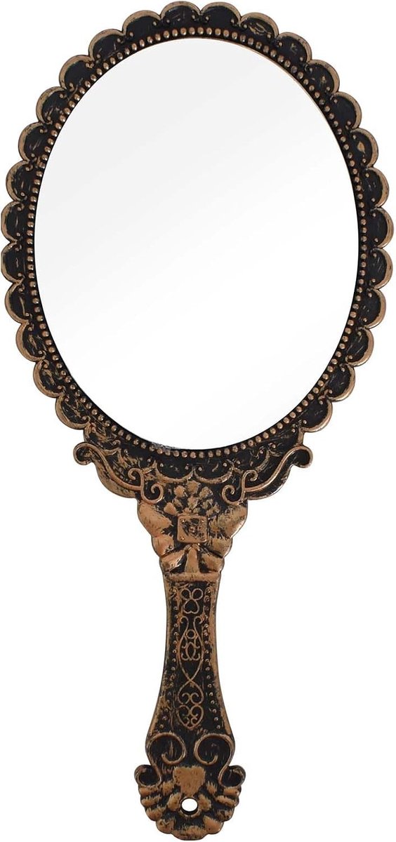 Retro Handspiegel met Handvat, Ovalen Bronzen Reis- en Make-up Spiegel voor Vrouwen en Meisjes, Perfect voor Thuis en Kantoorgebruik