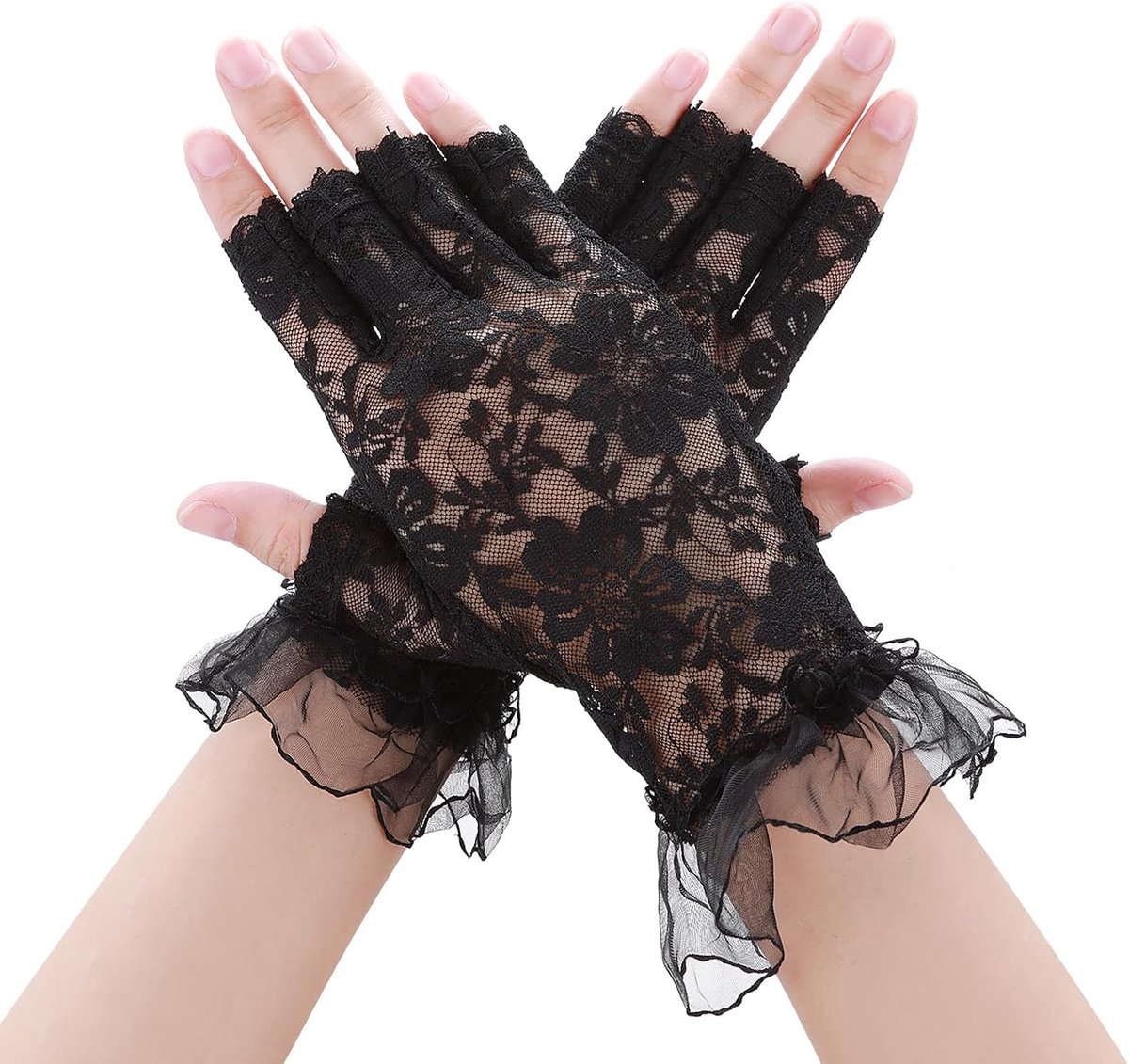 Dames kanten handschoenen voor bruiloften, opera en thee partijen - Zonneblok en elegantie voor de zomer