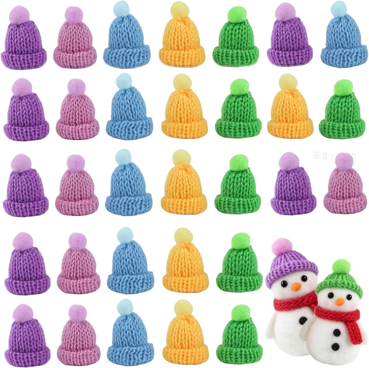 Mini Gehaakte Beanies voor Kinderen - 50 Stuks Finger Wine Flat Hats voor Feestjes en Evenementen