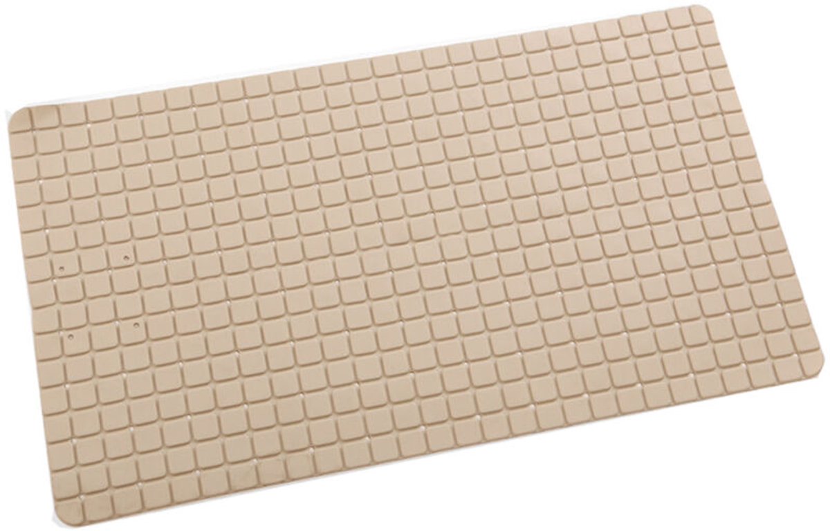 Lange, grijze, antislip douchemat van 70 x 40 cm geschikt voor zuignappen en afvoergaten, geschikt voor badkuipen en doucheruimtes.