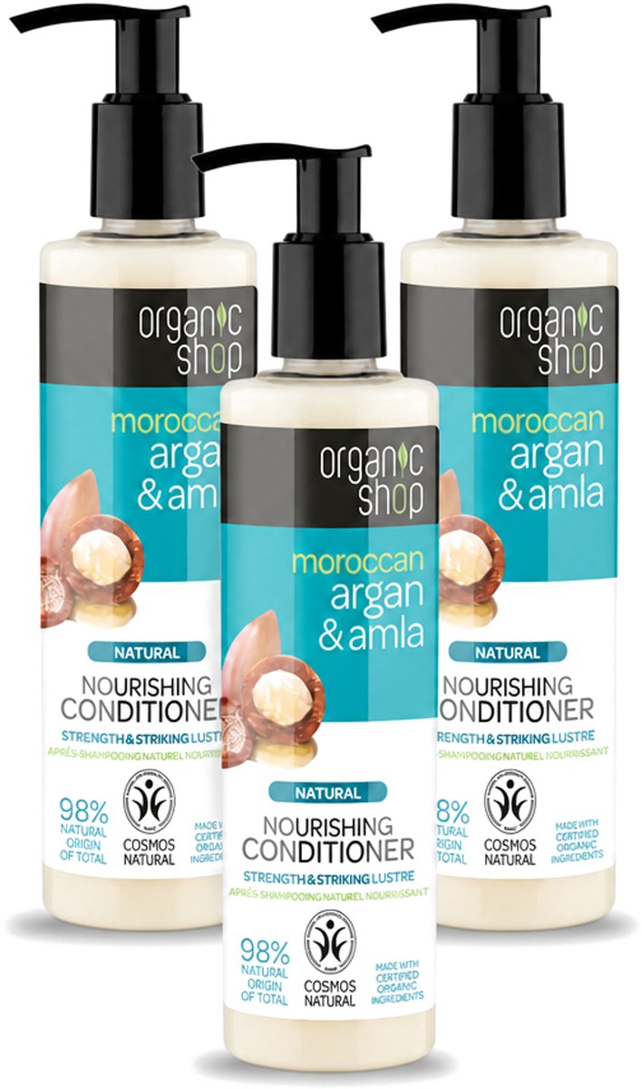 3 x Organic Shop - Conditioner Argan & Amla - Hydraterend en Verzorgend - 280 ml - Voordeelverpakking - 3 stuks