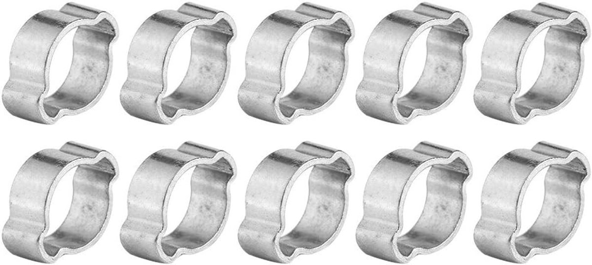 Verstelbare Worm Gear Slangklemmen Set van 10, RVS 2-Oor Slangklemmen 5-23mm voor Brandstof, Bier en Tuinslangen (9-11MM)