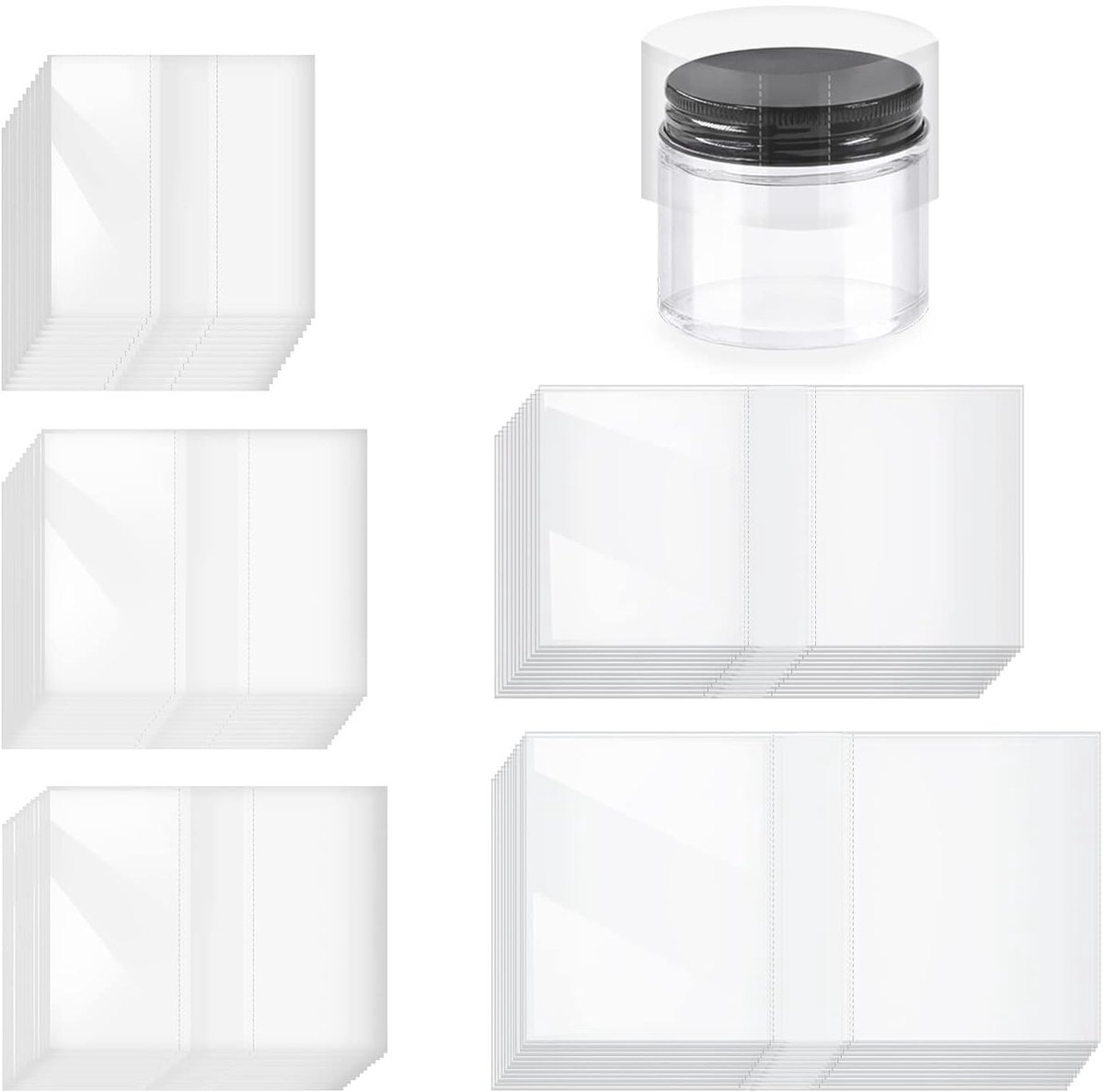 1250 Stuks Transparante Krimpfolie Tape, 5 Maten PVC Thermische Krimp Tape voor Dripflessen en Verpakking