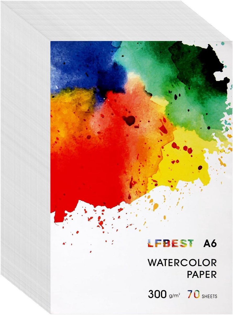 Waterverf papier A6, 70 vellen wit aquarelpapier 300 g/m², ideaal voor schilderen en kunstprojecten