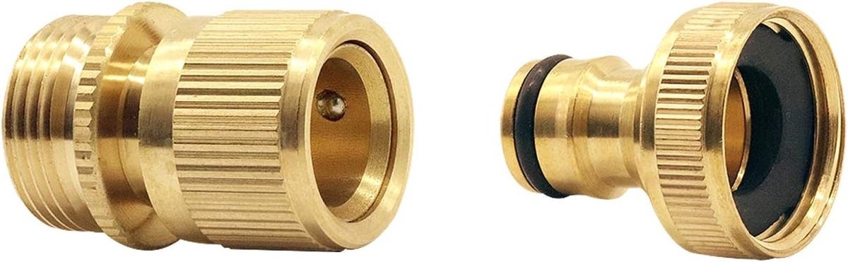 Snelkoppeling voor tuinslang van massief messing, 3/4 inch wateraansluiting voor tuingereedschap en accessoires
