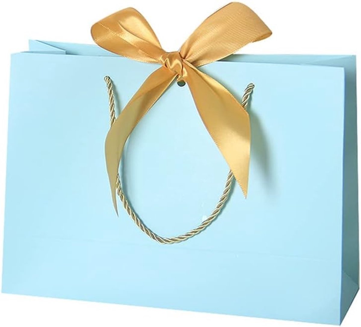 Set van 4 Cadeautassen van Papier met Linten 35 x 30 x 10,5 cm - Handige Tassen voor Verjaardag, Bruiloft en Feestdagen in Luchtblauw