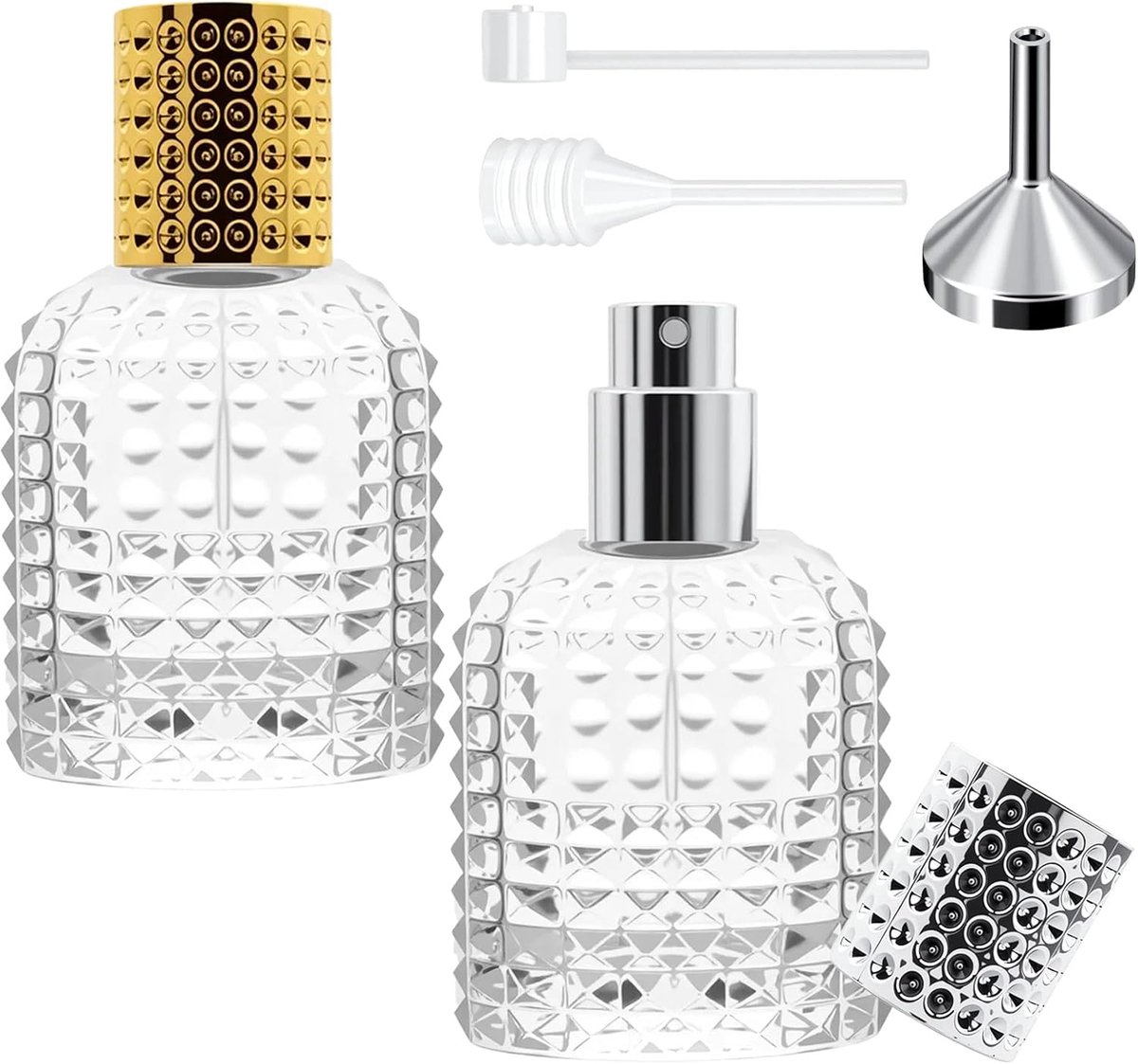2 stuks hervulbare lege parfumverstuiver van glas met fijne nevel, 50 ml, kleine draagbare parfumfles voor op reis, maak je