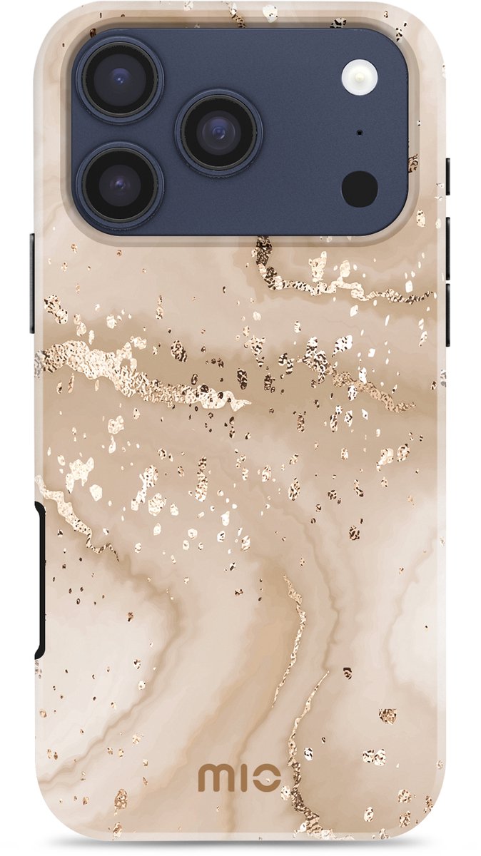 MIO Hoesje Geschikt voor Apple iPhone 18 Pro / 17 Pro - Compatibel met MagSafe / Qi2 - Hard Shell Back Cover Case Gold Marble