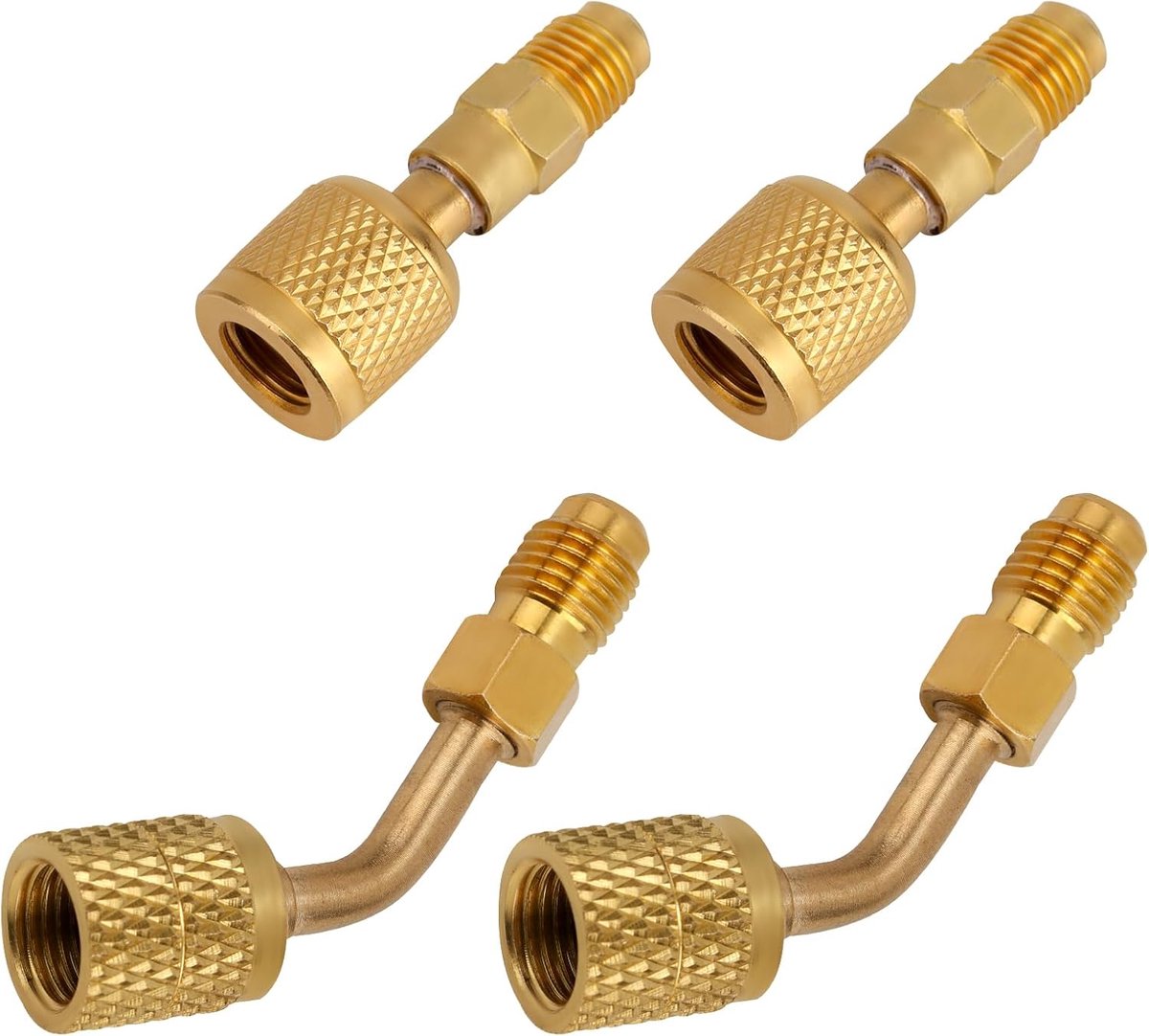 Adapterset, R32 R454B & R410A Adapter 1/4" Binnendraad naar 1/4" Buitendraadfittingen voor HVAC Systemen Koelmiddeltanks en Mini-Split Units