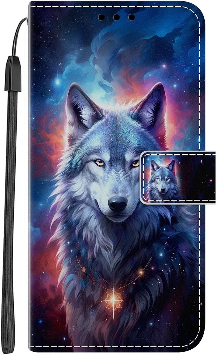 Hoesje voor Samsung Galaxy S24 FE 5G schokbestendig flipcover-hoesje met kaartsleuf foliohoesje, zacht PU-lederen siliconen beschermend telefoonhoesje met schattig patroon voor Galaxy S24 FE