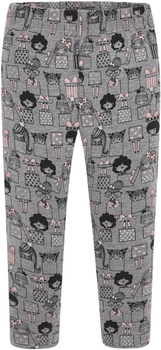 Leggings voor meisjes van elastisch katoen, print met karakters en strikken, elastische tailleband, comfortabel en veelzijdig voor elke gelegenheid, 4706