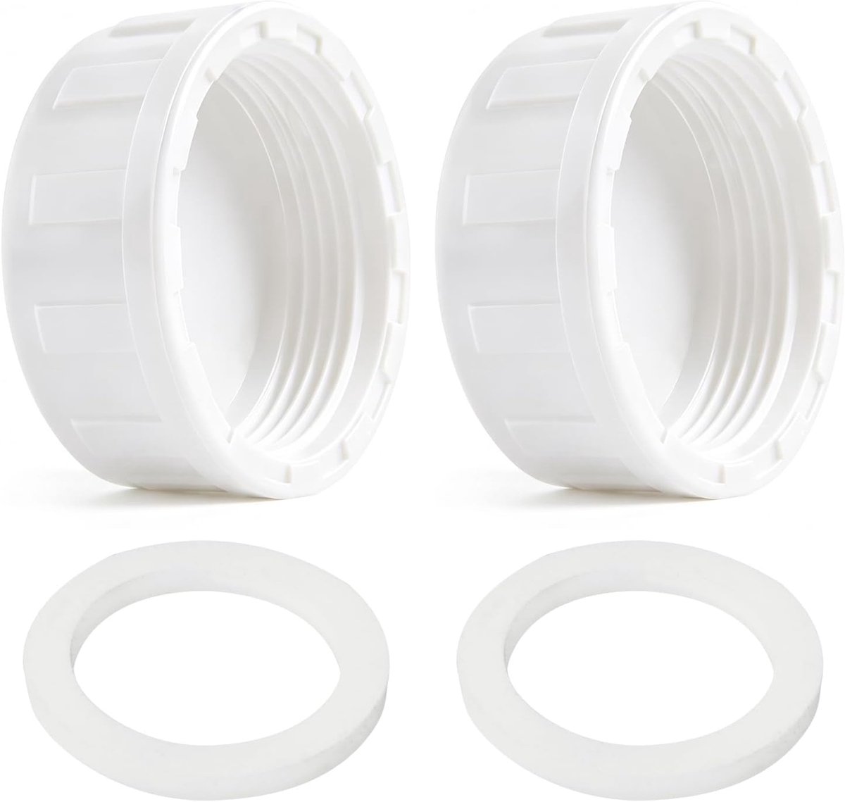 2 stuks PVC schroefdop voor buizen, met pakking, G 1 1/2" 50 mm, wit