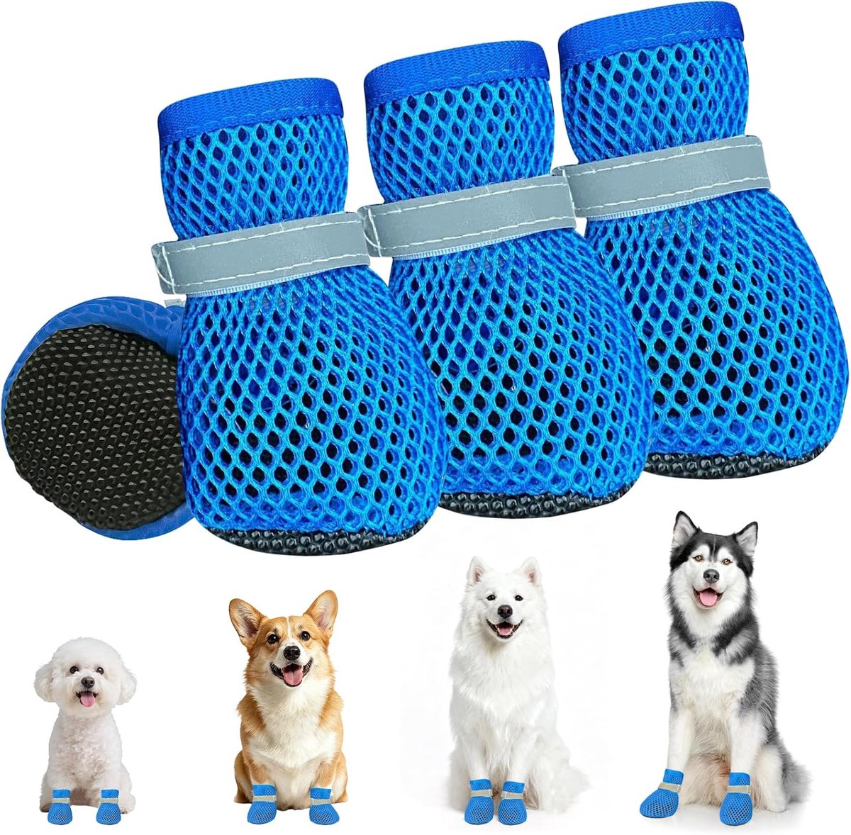 Schoenen, pootbescherming, hondenschoenen zomer, pootbescherming voor honden, hondenschoenen zomer, ademend, geschikt voor binnen- en buiten gebruik in de zomer/blauw S