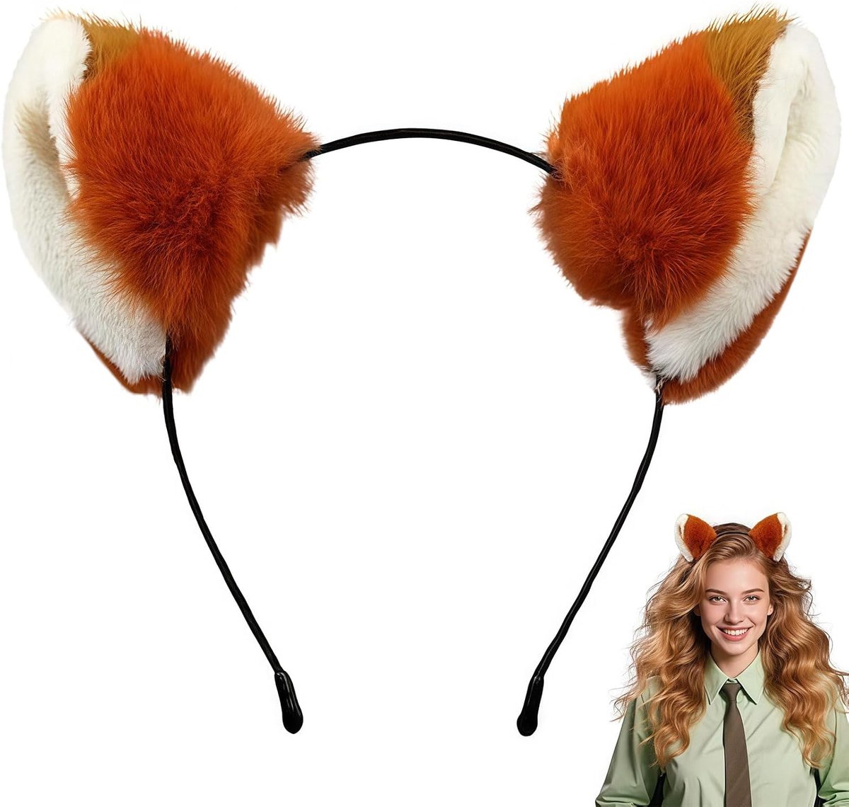 Vossenoren-haarband voor Halloween-cosplaykostuum, oranje