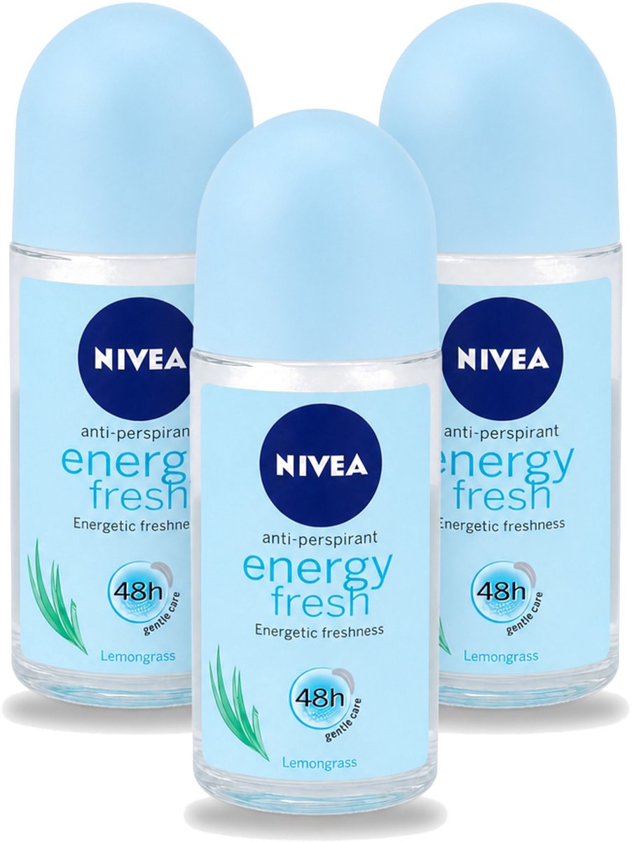 3 x Nivea - Energy Fresh - Vrouwen Rollerdeodorant - 48 Uur Lang Werkend - 50 ml - Bulkverpakking - 3 stuks