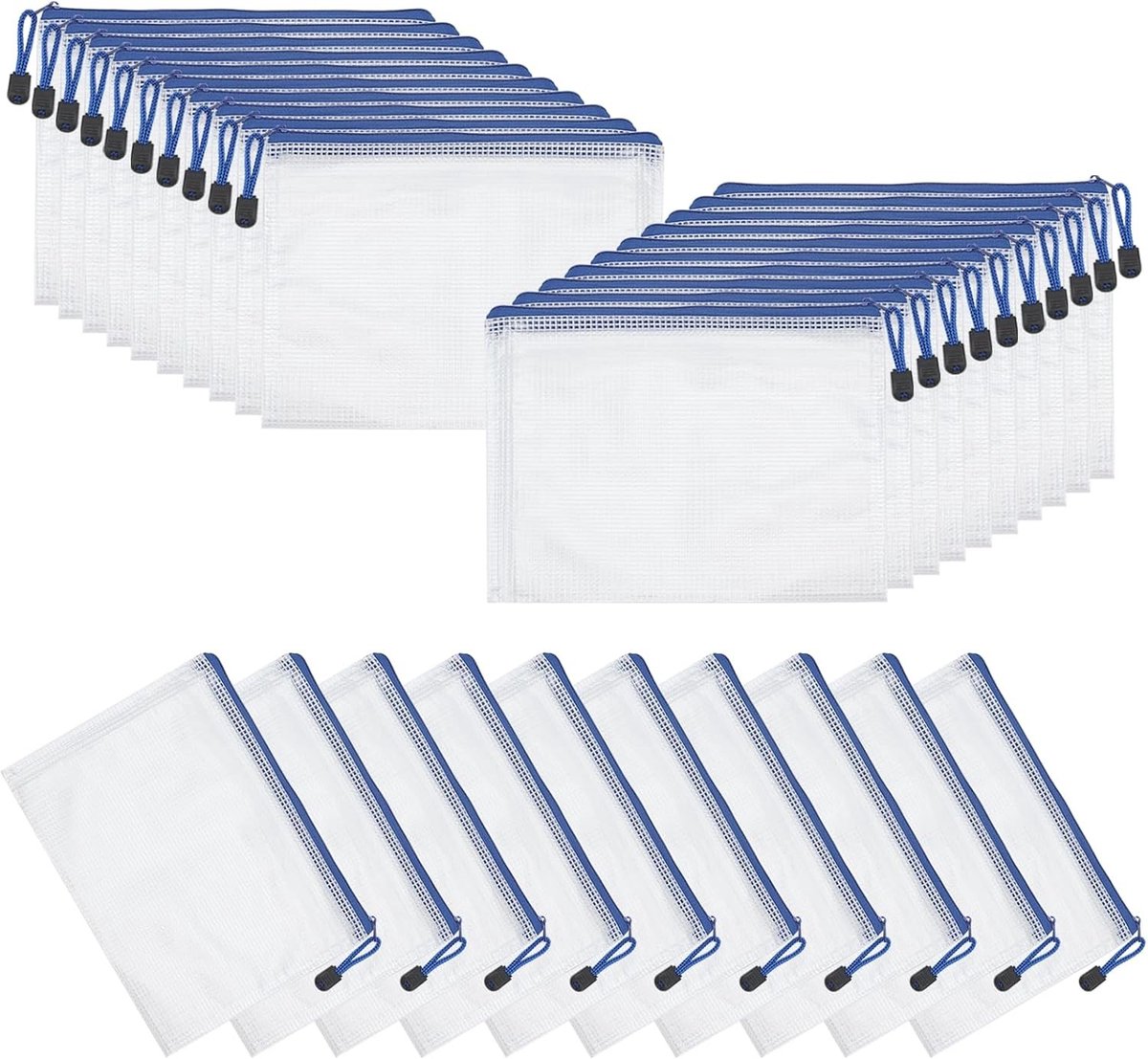 50 Stuks A5 Plastic Mesh Documenten Etui met Rits, Ideaal voor Papier, Bestanden en Organisatie