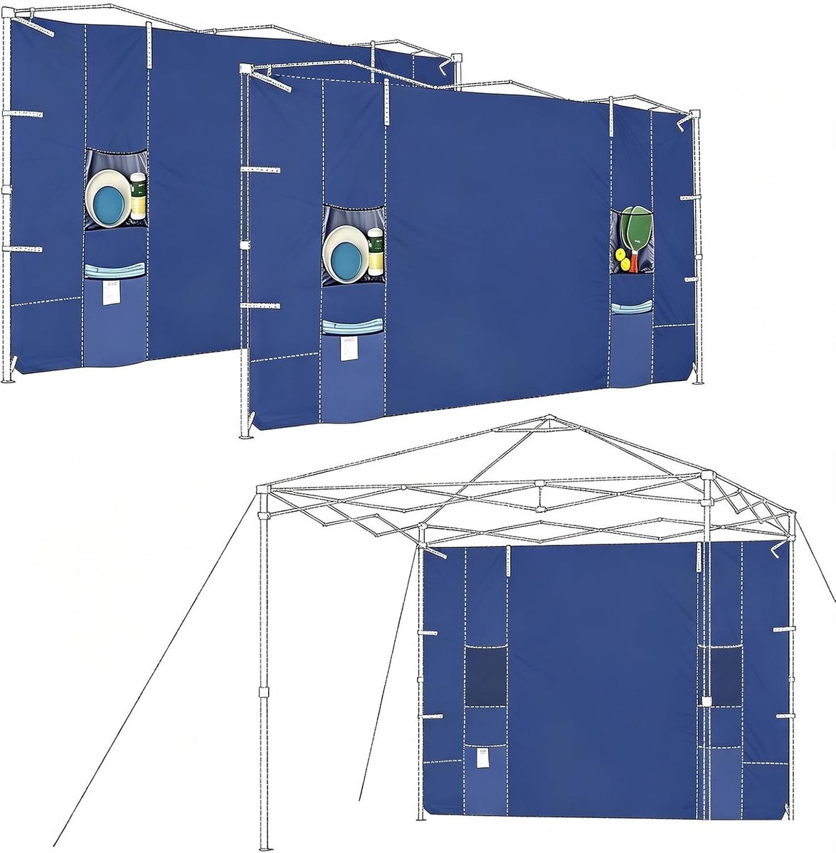 Zijwanden voor pop-up paviljoen 183 × 305 cm - waterdicht polyester - maximale privacy - ideaal voor buitengebruik - ShopVlot
