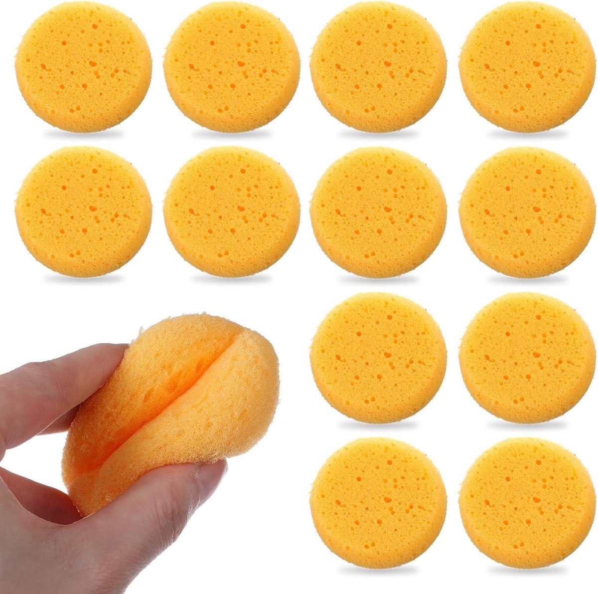 12PCS Ronde Aardewerk Sponsen van 2.76 Inch - Zachte Gele Sponsen voor Aardewerk, Keramiek en Leeronderhoud - Duurzaam en Elastisch voor Schilderen en Schoonmaken