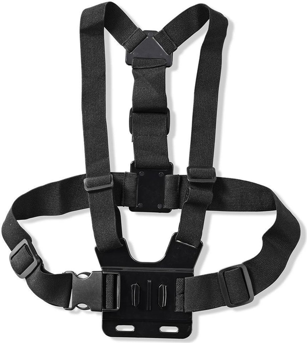 Borstbevestiging Camera - Actiecamera Houder - Sportopnames Maken - Verstelbare Banden - One Size - Zwart