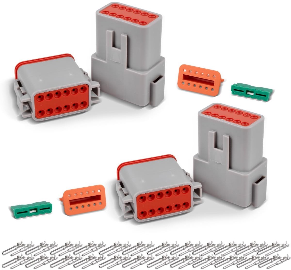 Set van 2 Waterdichte Elektrische Stekkers met 12 Pin Verbinding voor Auto's - Geschikt voor 22-16AWG Draad, Duurzaam en Betrouwbaar
