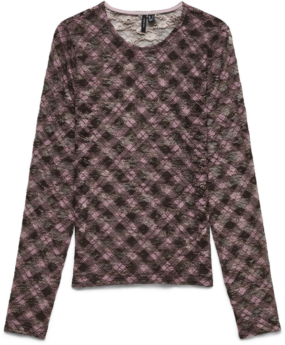 Vero Moda Top Vmbonita Ls O-neck Top Jrs 10351517 Elderberry/ Chocolate Dames Maat - L
