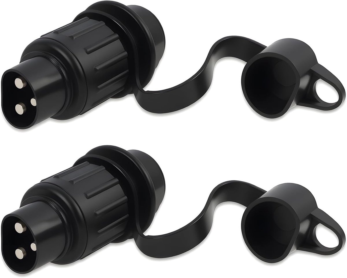 Set van 2 waterdichte 3-polige aanhangwagenstekkers 12V voor landbouwmachines, Europees standaard, geschikt voor vrachtwagens en tractors