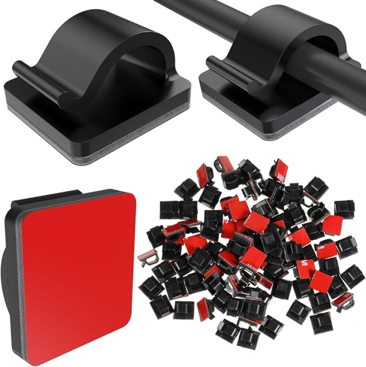 Arvion Kabelclips buiten - 100 stuks zwart - zelfklevende lichtclips voor decoratie