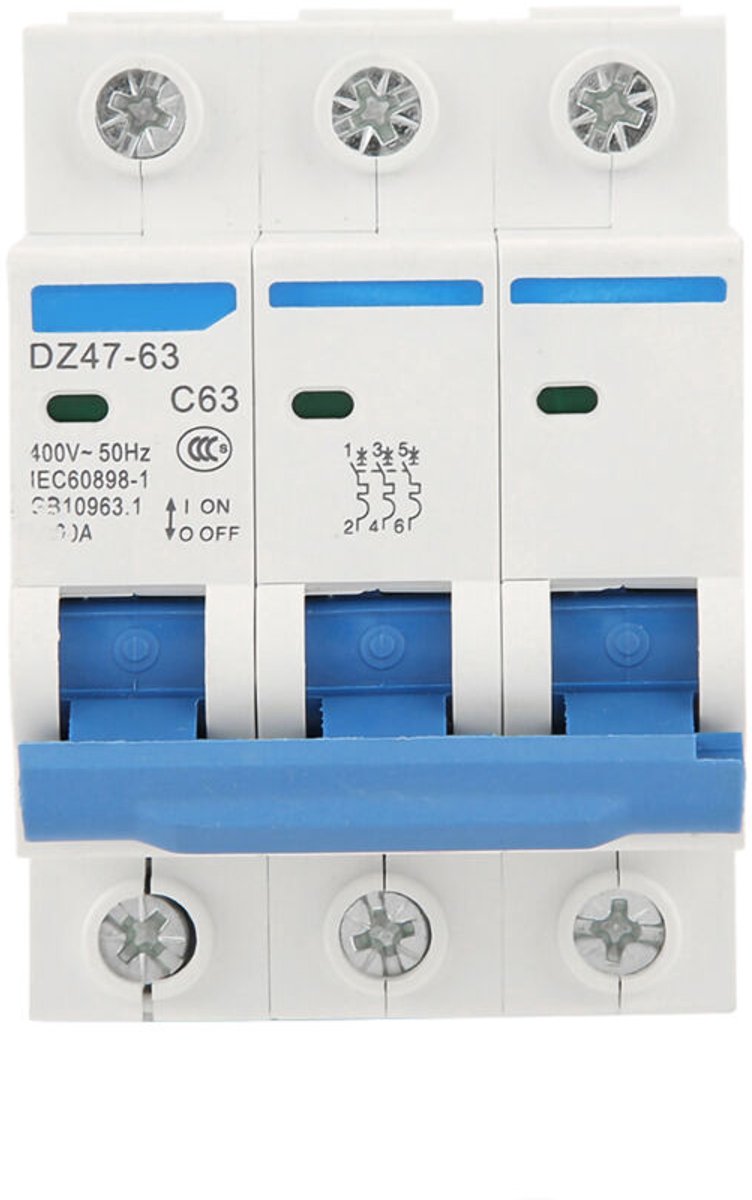 DZ47-63 Aardlekschakelaar, 3-polig, 63A, RCCB, 220/380V