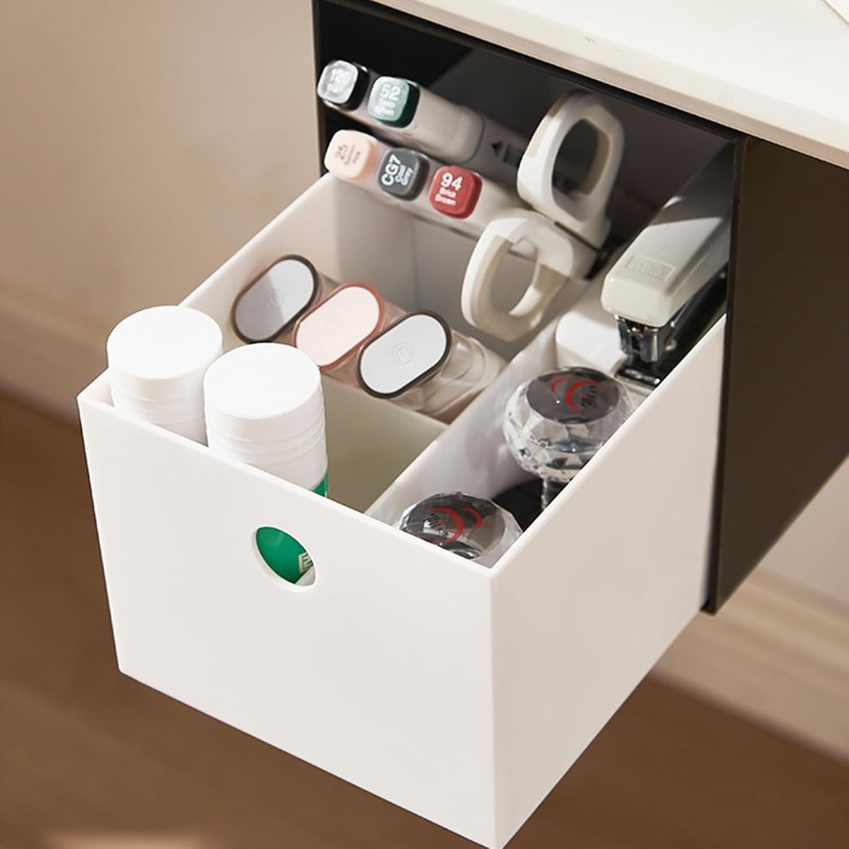 Stapelenbare Lade Organizer voor Bureau, Plastic Opbergdoos, Onder Tafel Kantoor Organizer - Ruimtebesparend en Praktisch