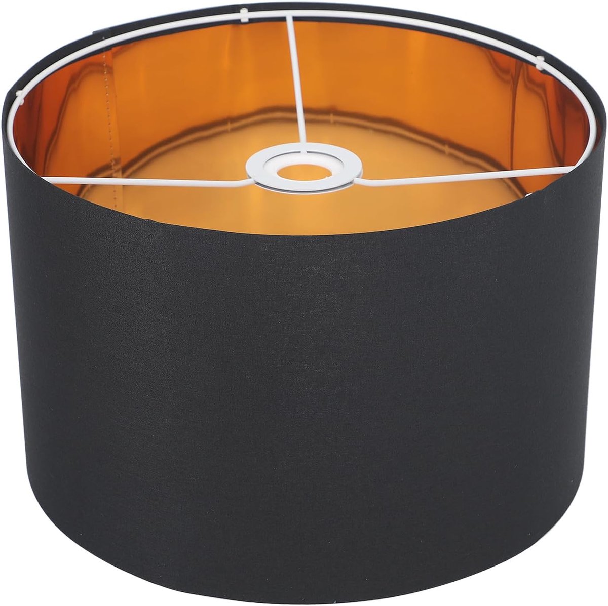 Lampenkap, trommel, 30 cm stoffen lampenkap, voor tafel-, vloer- en hanglampen, voor woonkamer en slaapkamer, kroonluchter, wandlamp, scherm (zwart-goud)