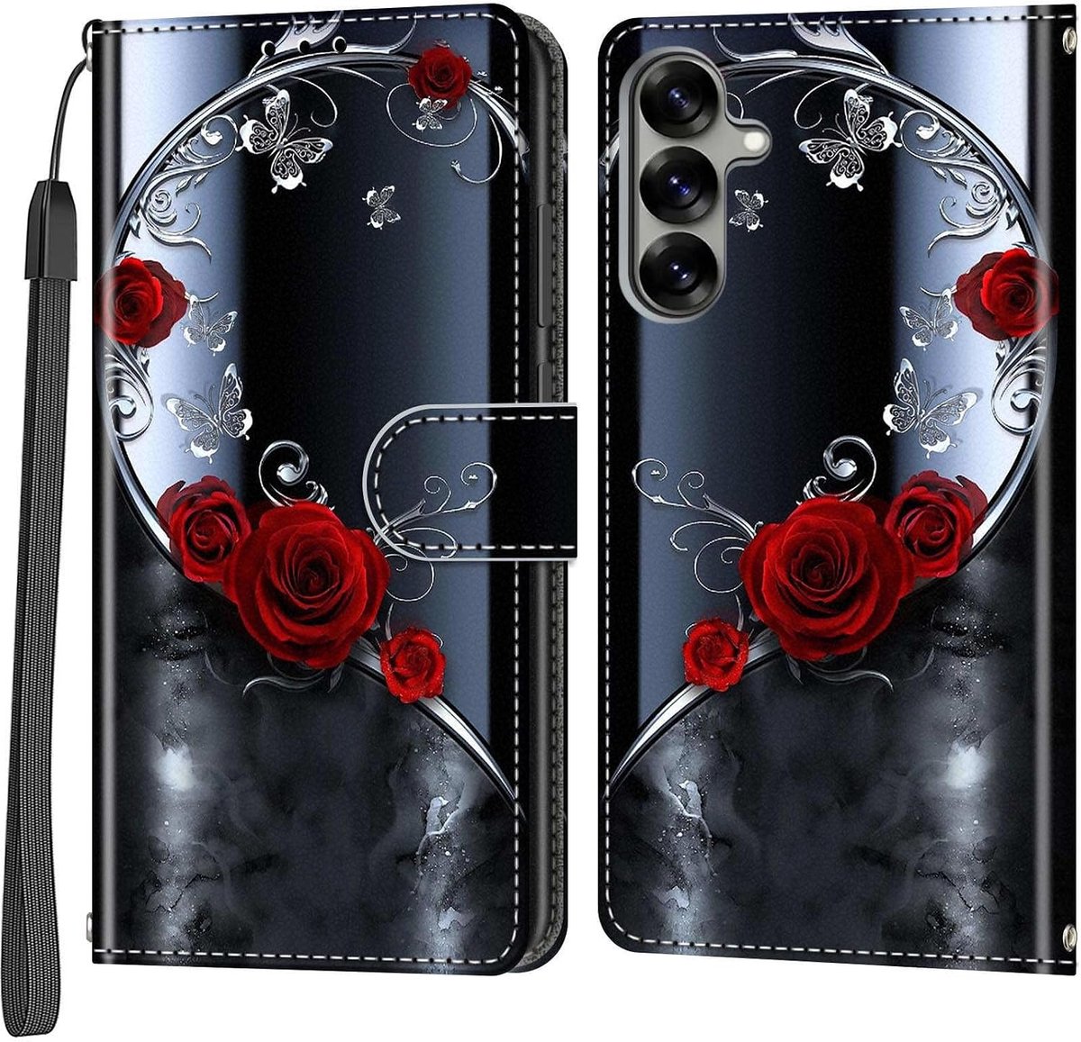 Hoesje voor Samsung Galaxy S25, zilveren Schmetterling