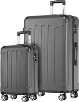 TRVLMORE Kofferset - 2 Delig - 38L Handbagage + 110L Ruimbagage - Lichtgewicht - Trolley - Reiskoffer Set - Donkergrijs