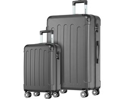 TRVLMORE Kofferset - 2 Delig - 38L Handbagage + 110L Ruimbagage - Lichtgewicht - Trolley - Reiskoffer Set - Donkergrijs
