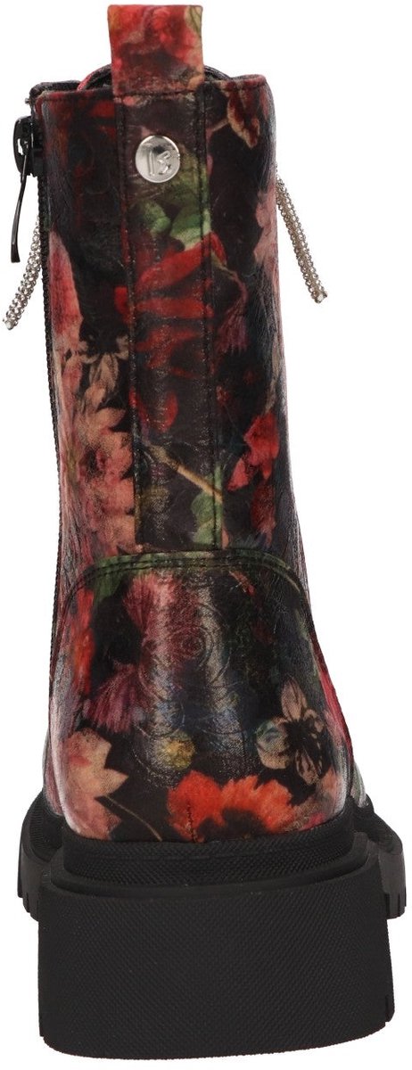 La Strada Zwarte Veterboots Met Bloemenprint - Damesschoenen - Maat - 42