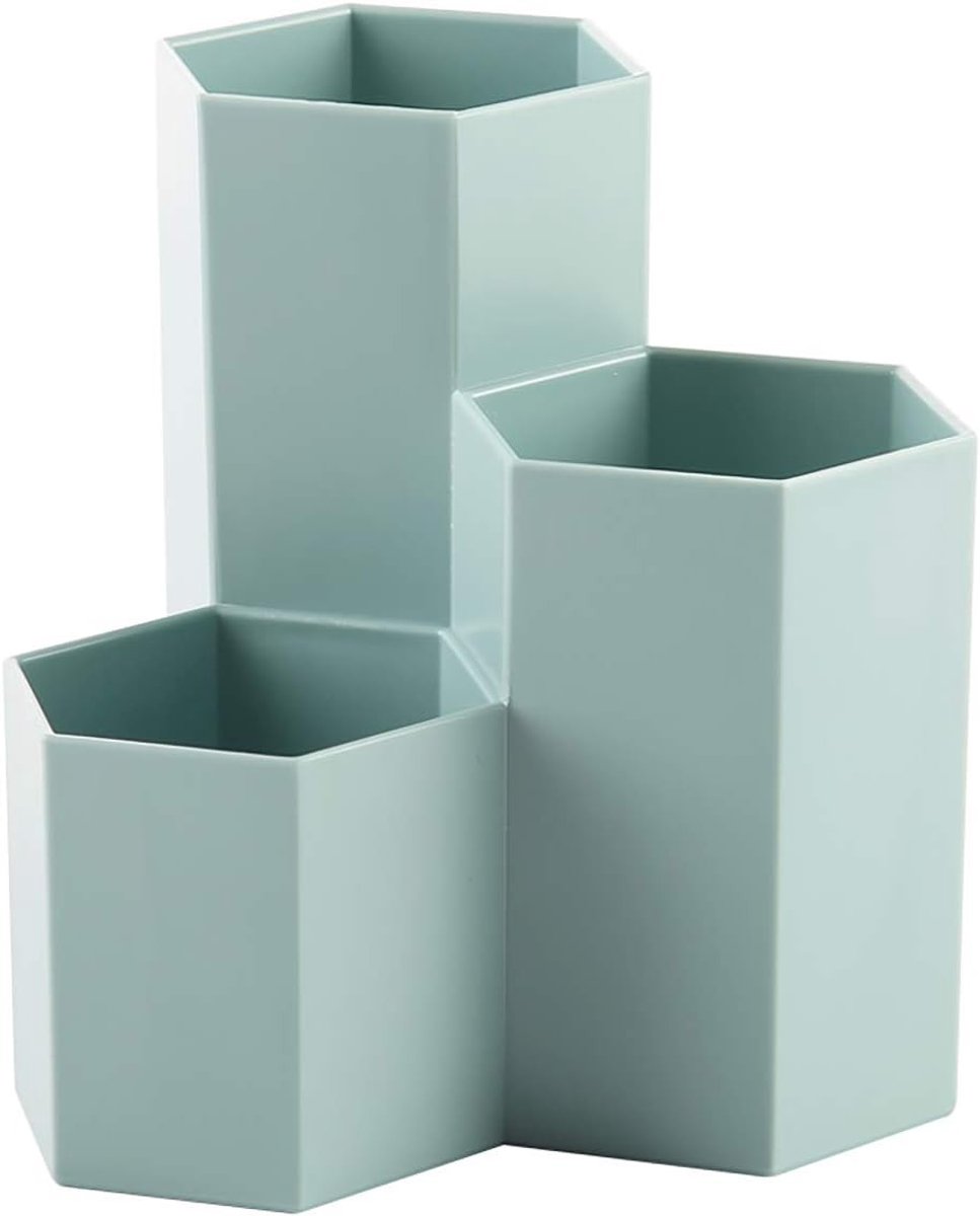 Creatieve Hexagonale Multifunctionele Opbergpot voor Make-upkwasten, Kantoorbenodigdheden en Decoratie in Blauw