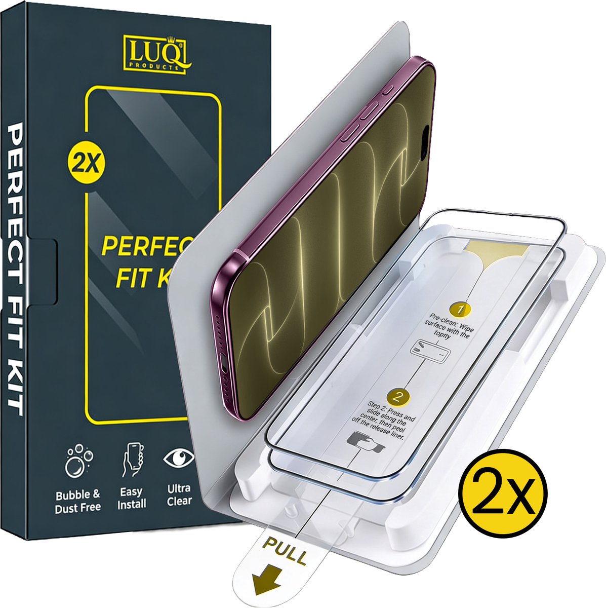Screenprotector - Geschikt voor Apple iPhone 18 Pro - 2 Stuks - Met Installatietray - Perfect Fit Kit - Gehard Glas - Geen Luchtbellen - Beschermglas - Tempered Glass - Screen Protector - Nauwkeurige Plaatsing