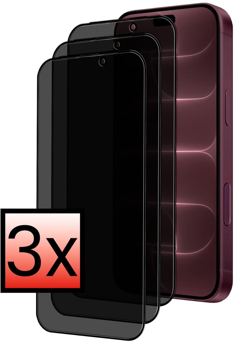 Screenprotector - 3 Stuks - Geschikt voor Apple iPhone 18 Pro - Privacy Filter - Beschermglas - Gehard Glas - Tempered Glass - Screen Protector - Anti Spy - Full Display Cover