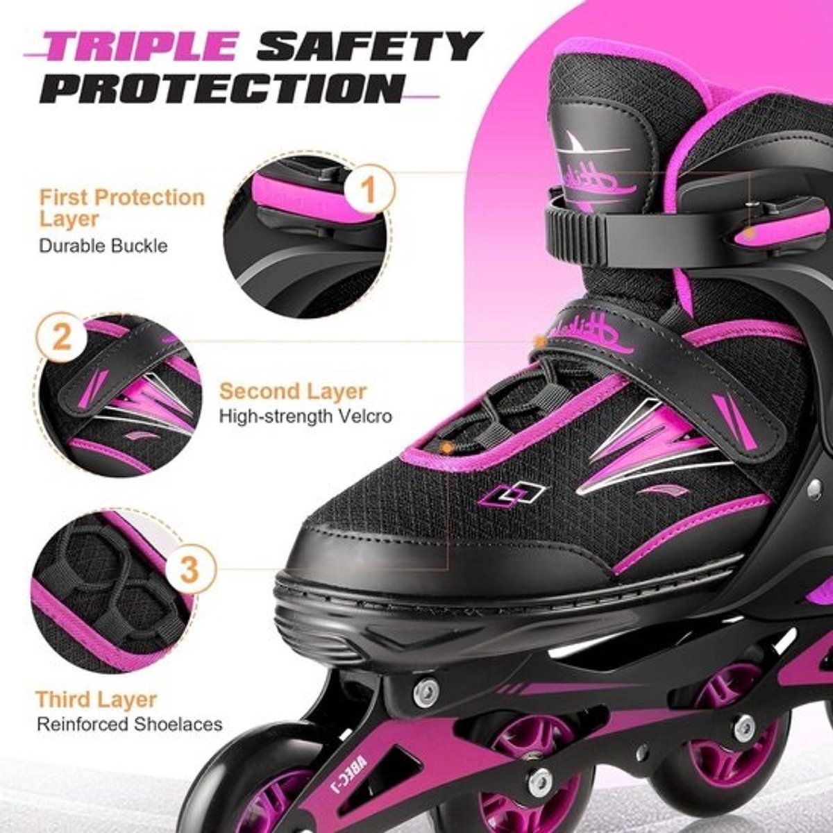 Verstelbare inline skates voor volwassenen - comfortabel en verstelbaar - maat 39-44