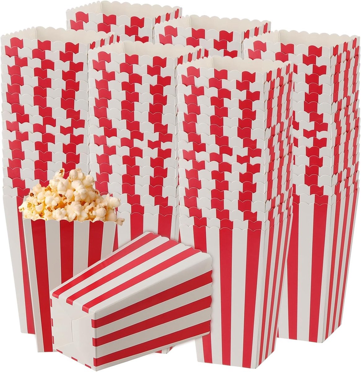 Retro Stijl Popcorn Dozen 120 Stuks - Papieren Dozen voor Feestjes, Filmavonden en Carnavalsactiviteiten