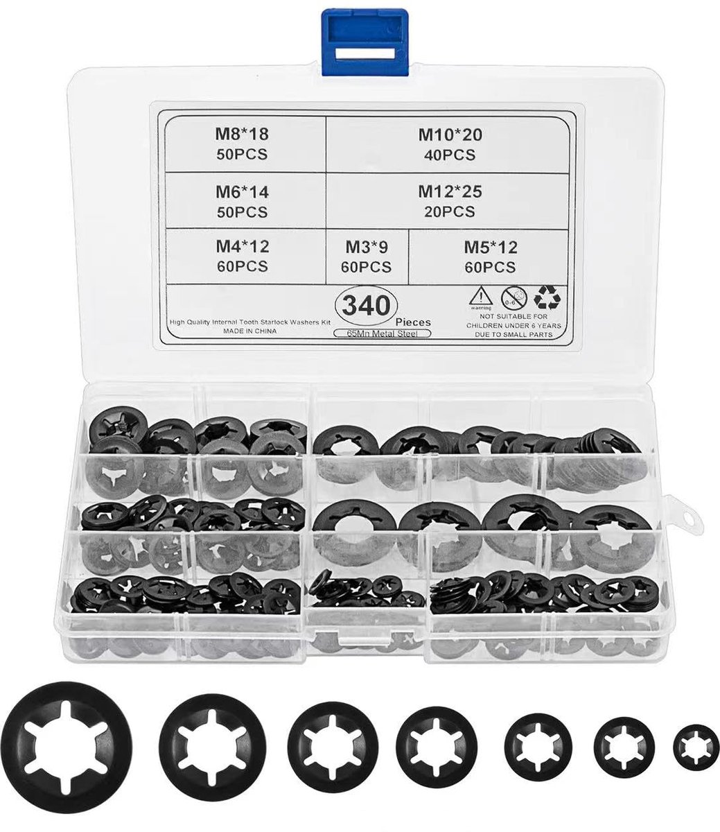 Borgringen, borgringen, binnentanden, snelsluiting, houdering, snap-assortiment, M3, M4, M5, M6, M8, M10, M12