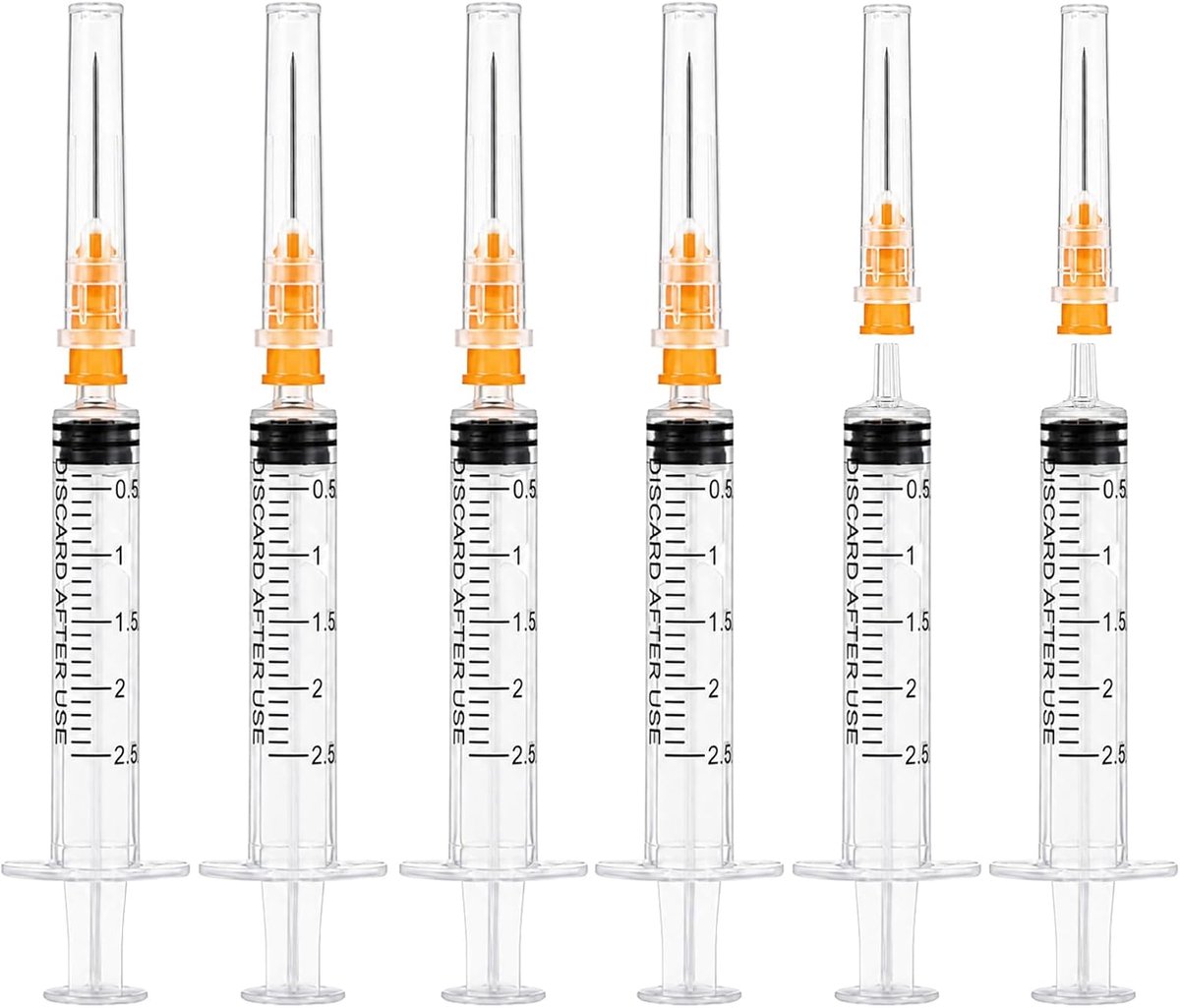 30 stuks spuiten 2,5 ml kunststof spuit met naald, plastic tube spuiten