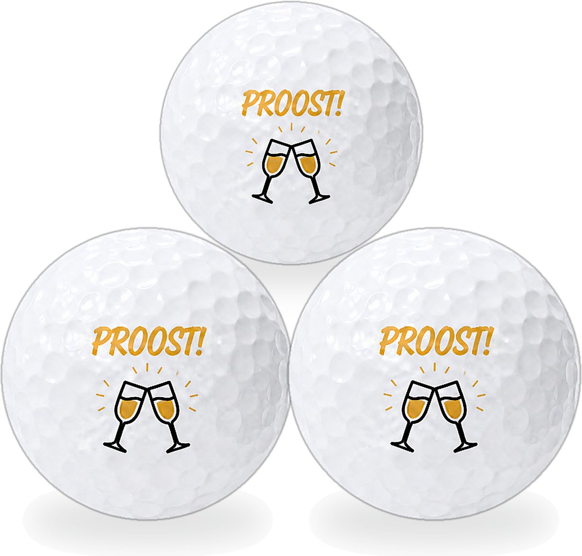 Golfballen Proost - Feest Golf Cadeau - 3 stuks - Wilson - Golfbal met Opdruk