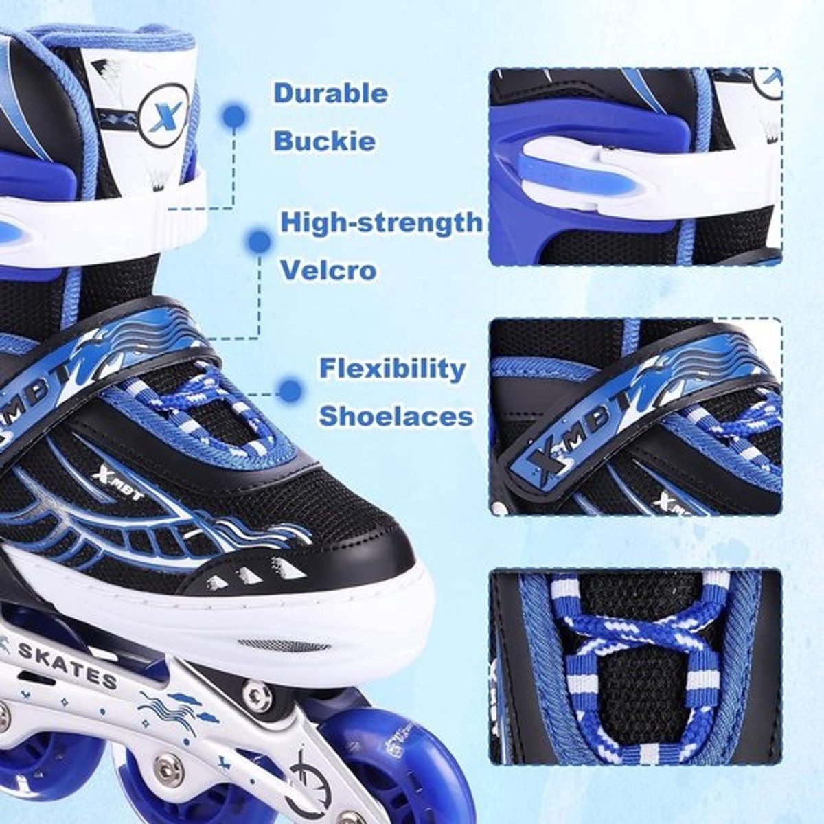Verstelbare oplichtende inlineskates - 2 kleuren, 3 maten - kinderen, mannen, vrouwen