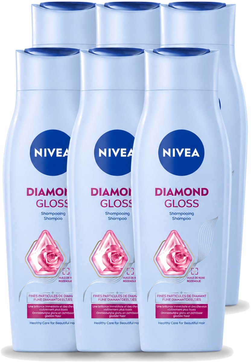 6 x Nivea - Shampoo - Diamond Gloss - 250 ml - Voordeelverpakking - 6 stuks
