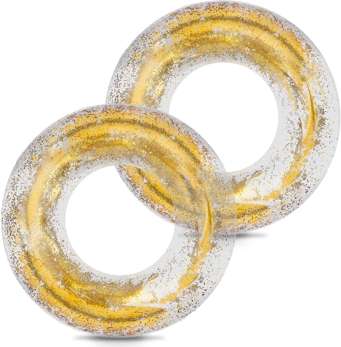 Zwemring voor volwassenen, opblaasbare zwemring met pailletten, transparante drijvende ring met regenboogpailletten, kleurrijke duurzame zwemringen voor zomerzwembadfeest